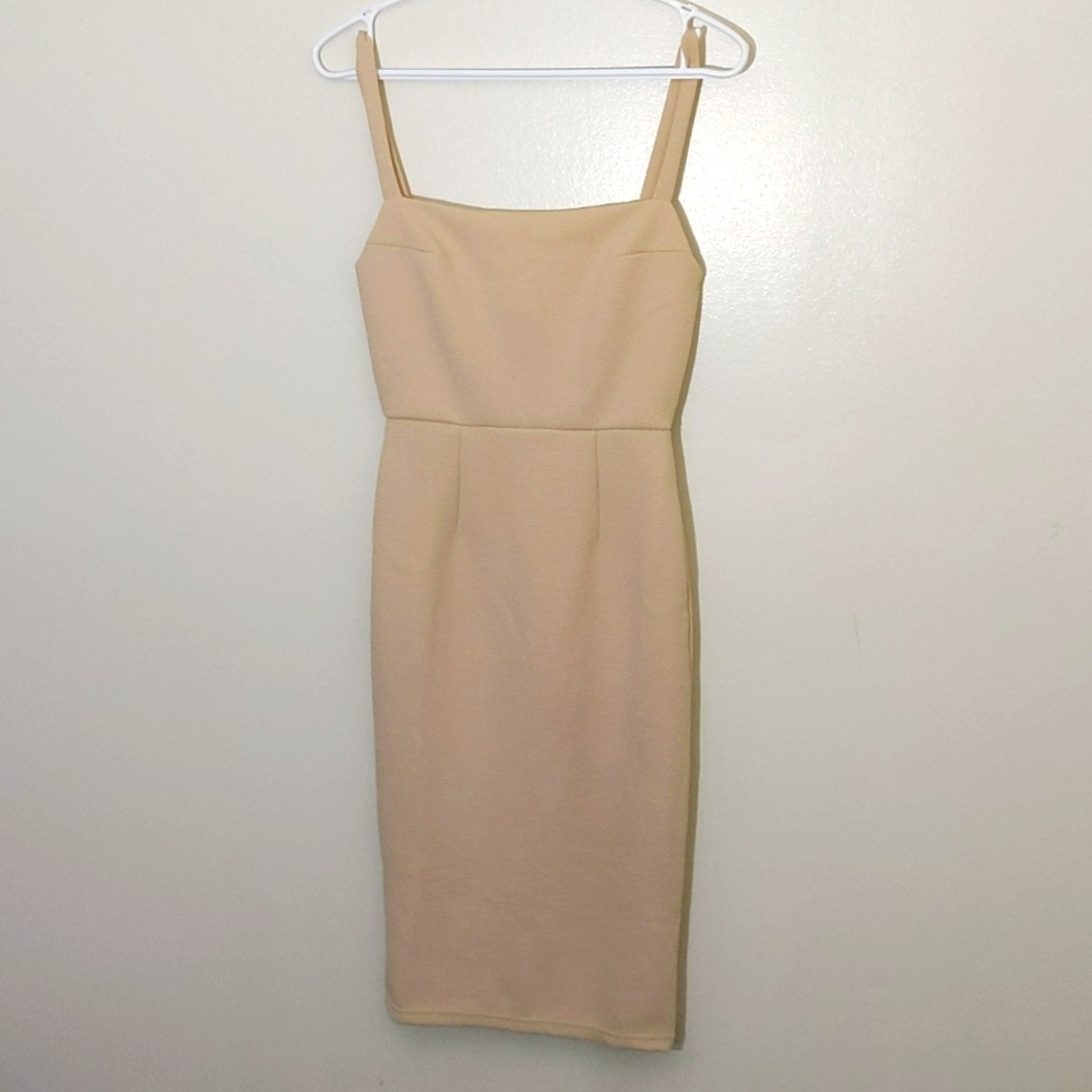 Here Comes The Sun| NWT Nude Faux Leather Midi Dress